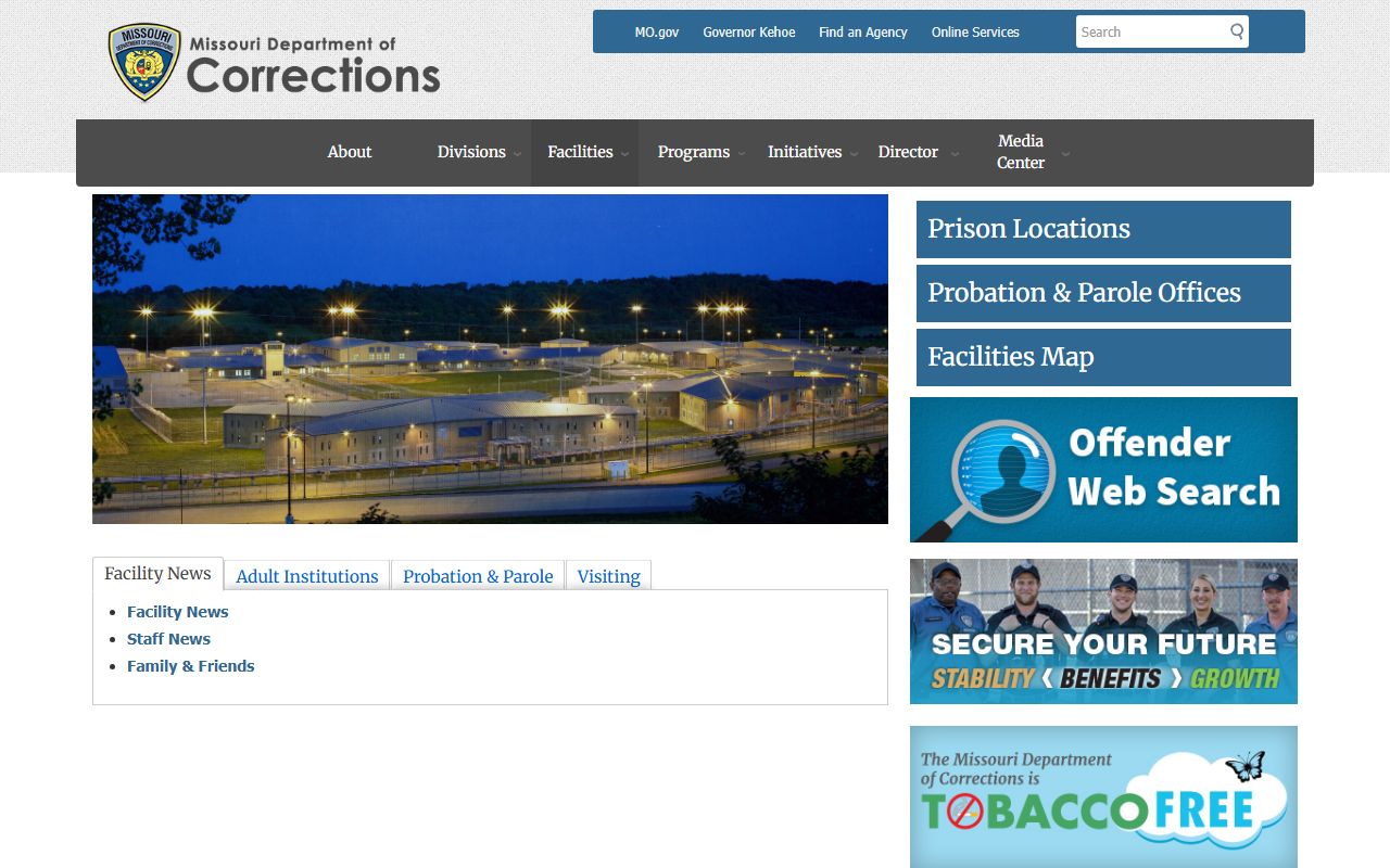 Scotland County inmate records Missouri DOC facilities page