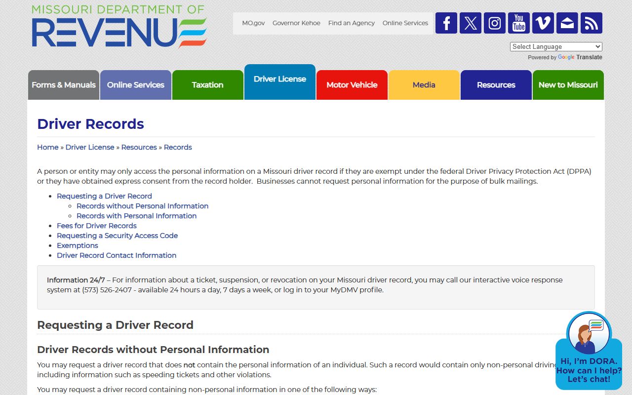 Scotland County traffic court records Missouri DOR driver records
